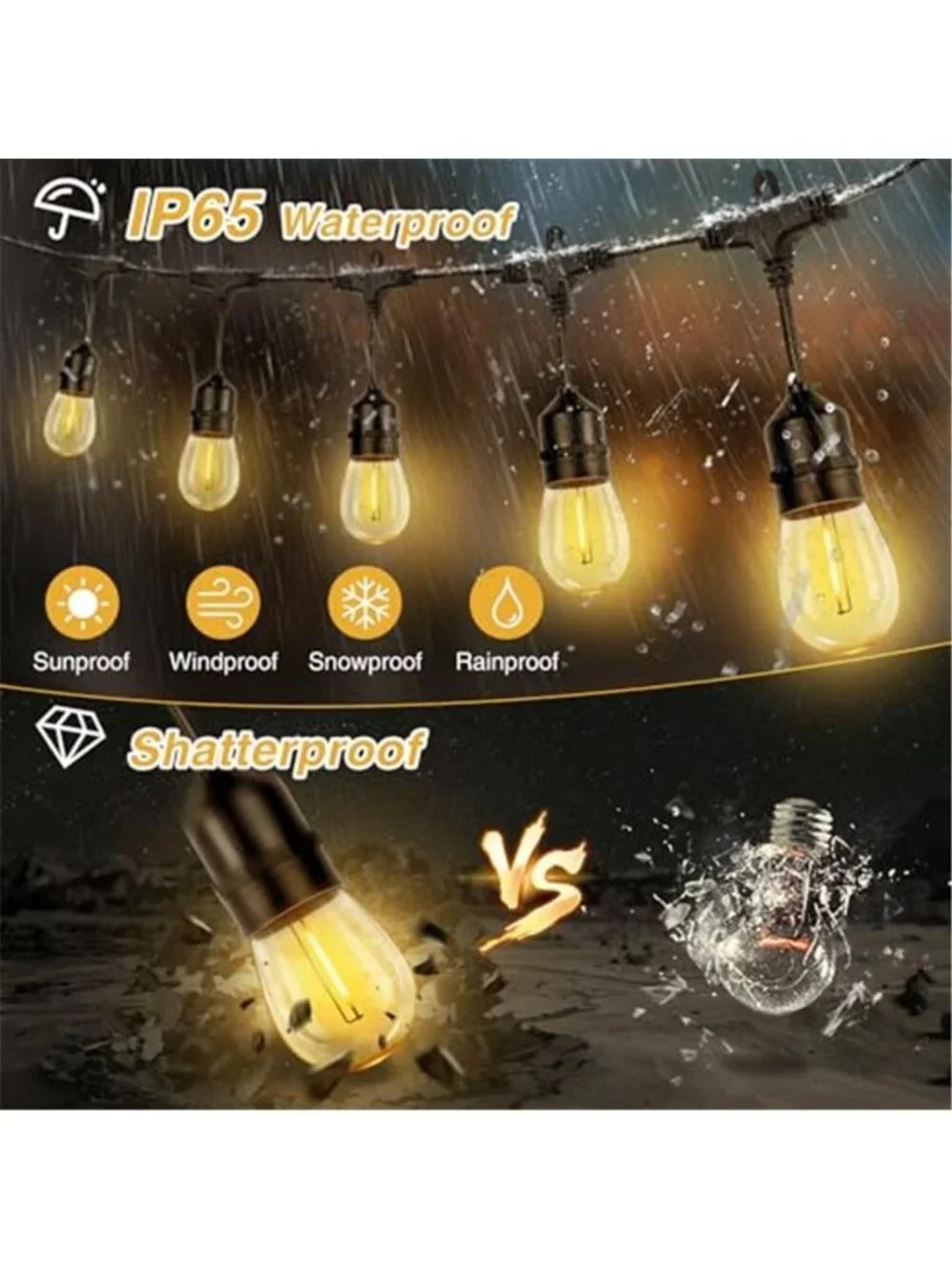 Solar String Lights Outdoor Teardrop LED Warm White Waterproof Remote Control